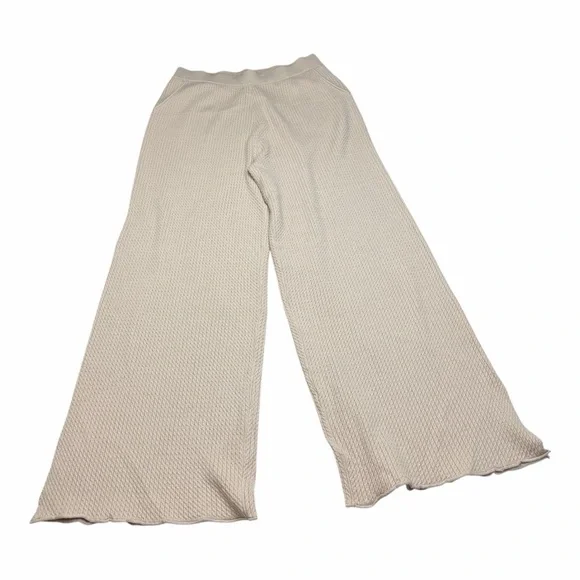 Cable knit Cream Color Wide-Leg pull on Pants - Picture 5 of 12